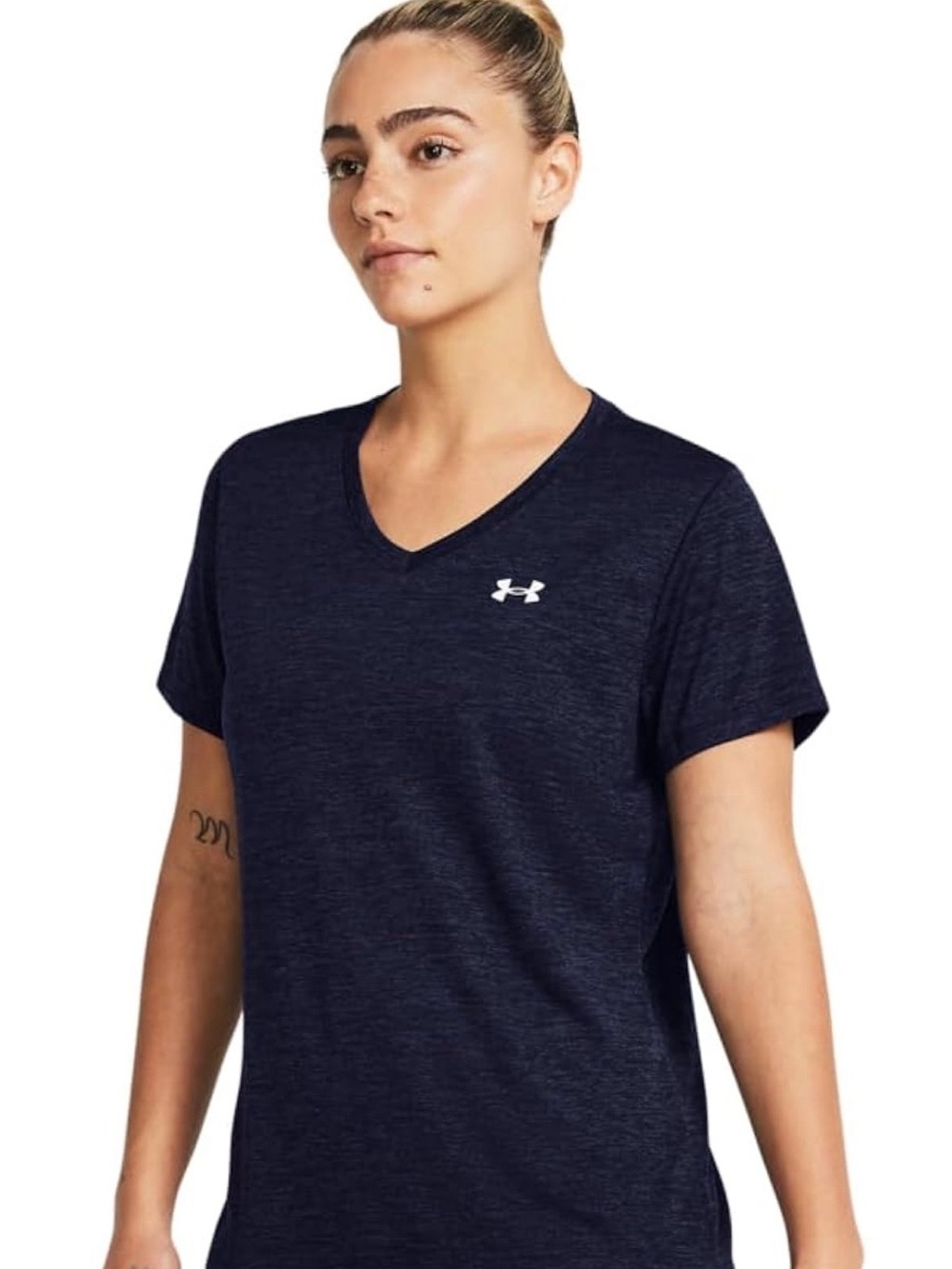 Under Armour Women’s Navy Tech Twist  Heatgear V-Neck Performance Tee